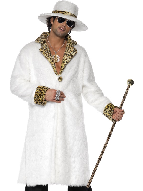 Pimp Costume, White and Leopard Skin - Fancy Dress Town, Superheroes ...