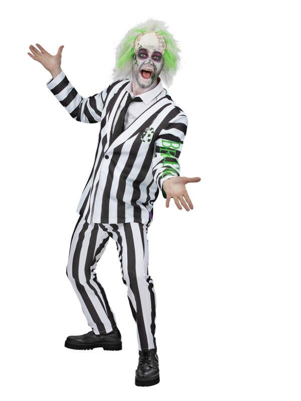 Beetlejuice Costume Mens Fancy Dress Town, Superheroes & Halloween